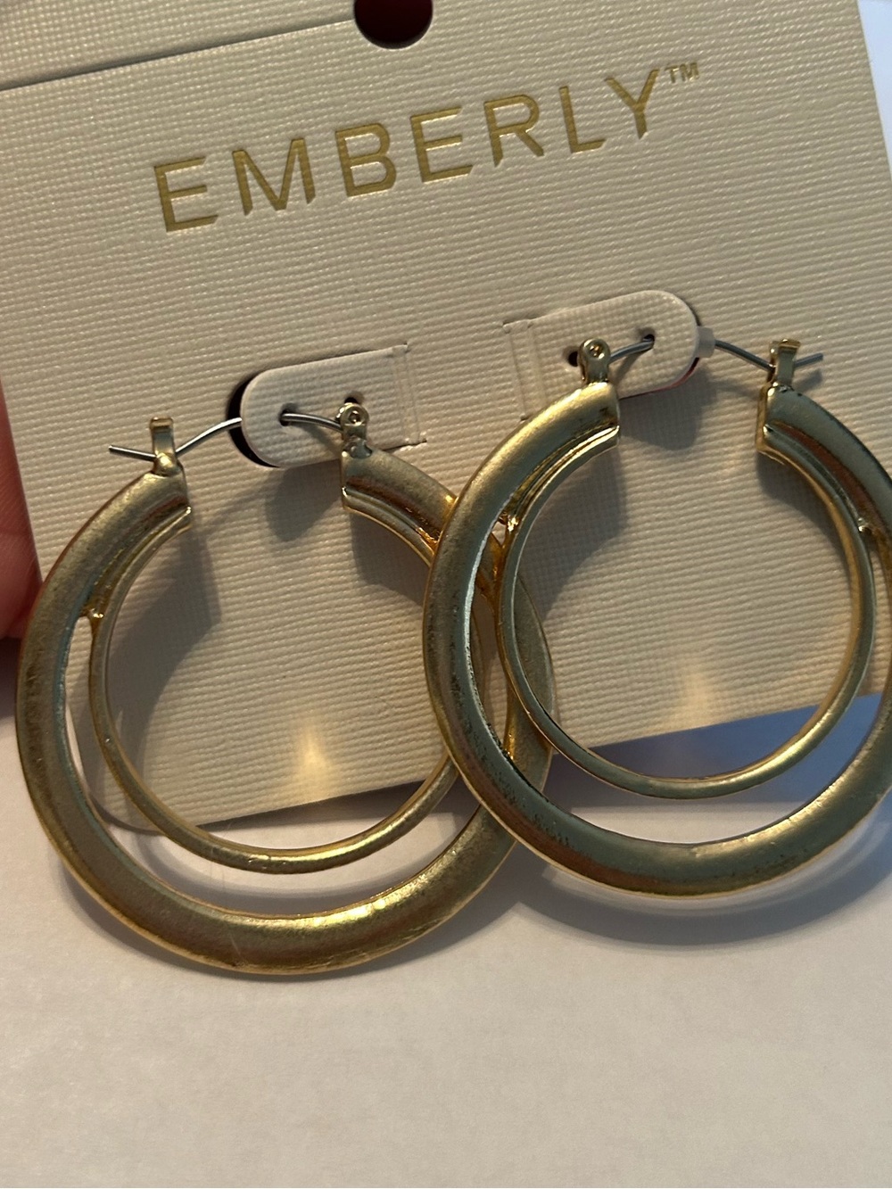 Embers Gold Double Hoop Earrings for Women